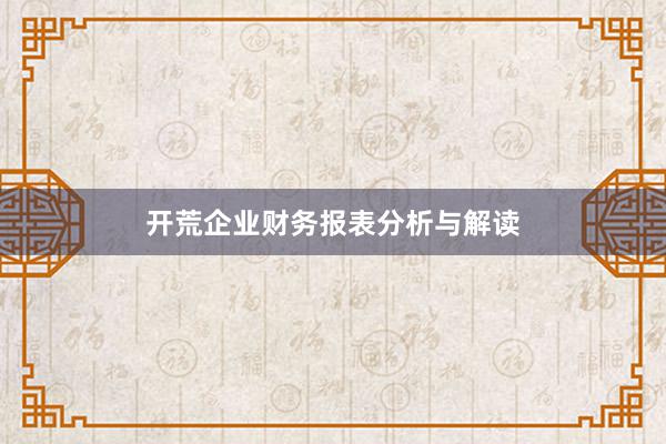 开荒企业财务报表分析与解读
